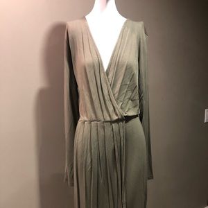 Amelia Sage Faux Wrap Dress